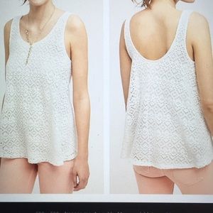 Anthropologie Deletta flowy white eyelet tank